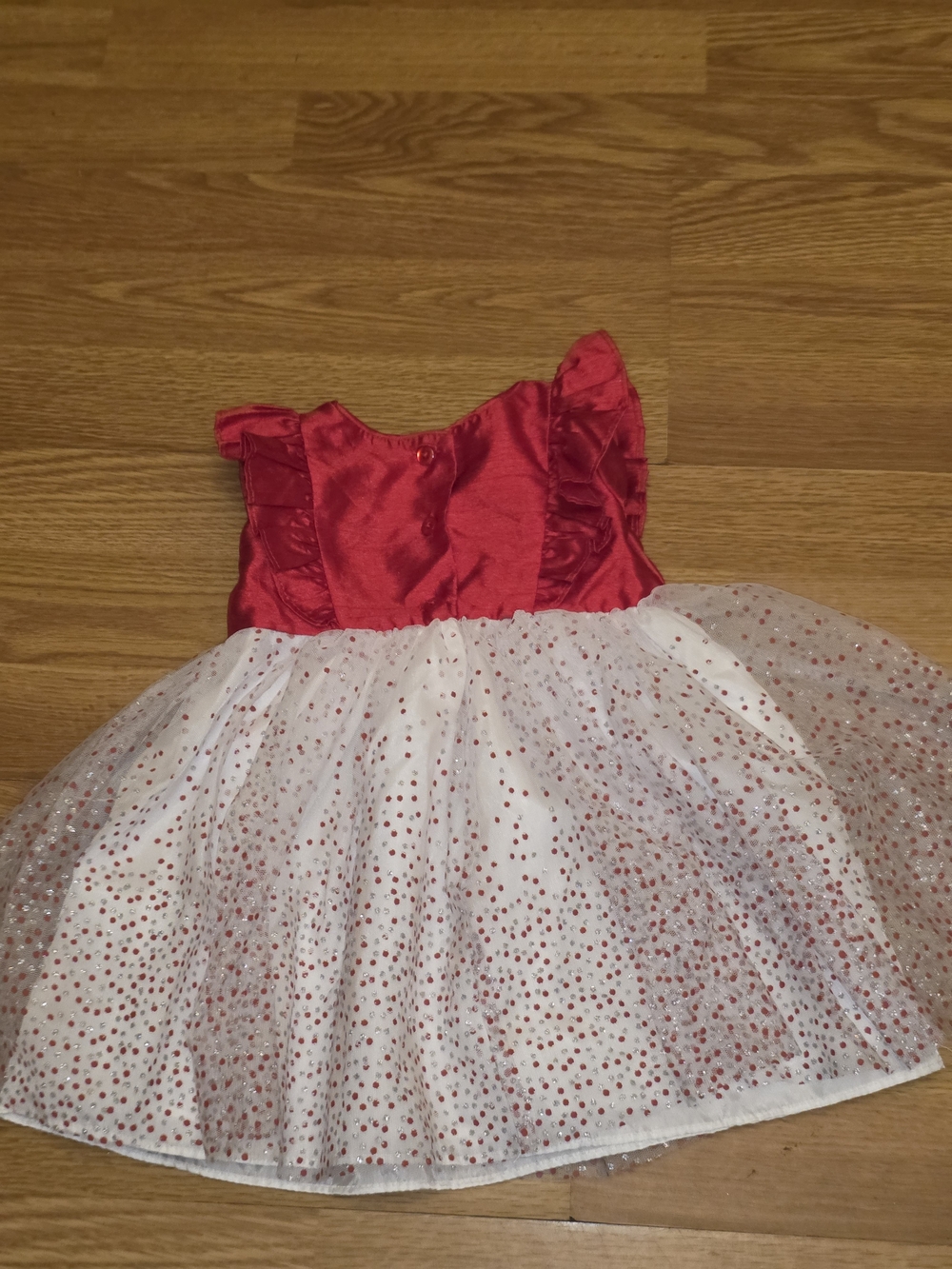 Mia & Mimi Girls Red and White Sparkle Tulle Party Dress - Picture 7 of 9